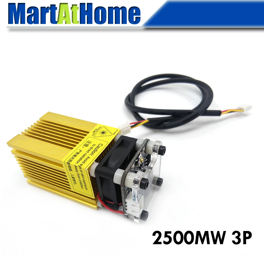 

2.5W 445nm Blue Violet Laser Module TTL PWM DC 12V 3P Adjustable Focal Length Built-in Driver for CNC Engraving Cutting