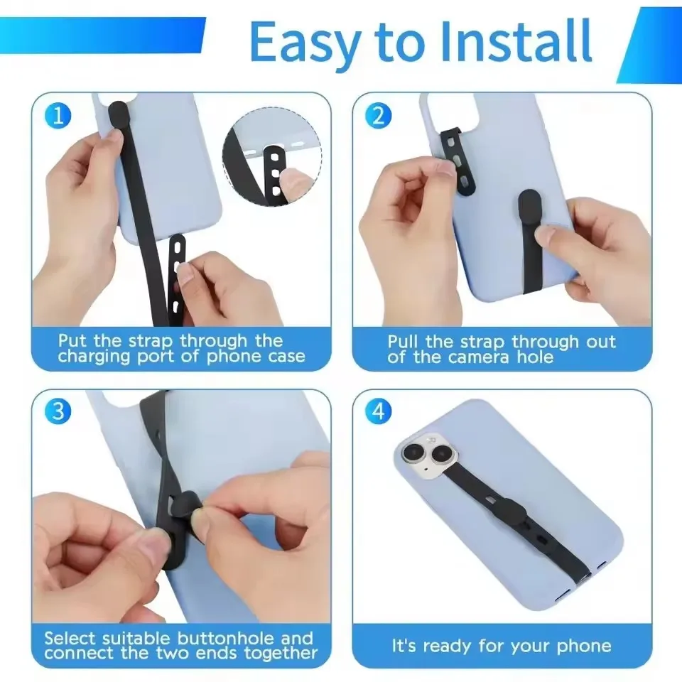 Adjustable Silicone Phone Wrist Strap - Anti-Lost Elastic Band Accessory