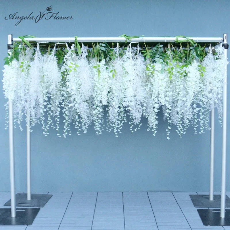 5DWhiteMistGrassWisteriaRollUpFabricClothFlowerWallCurtain