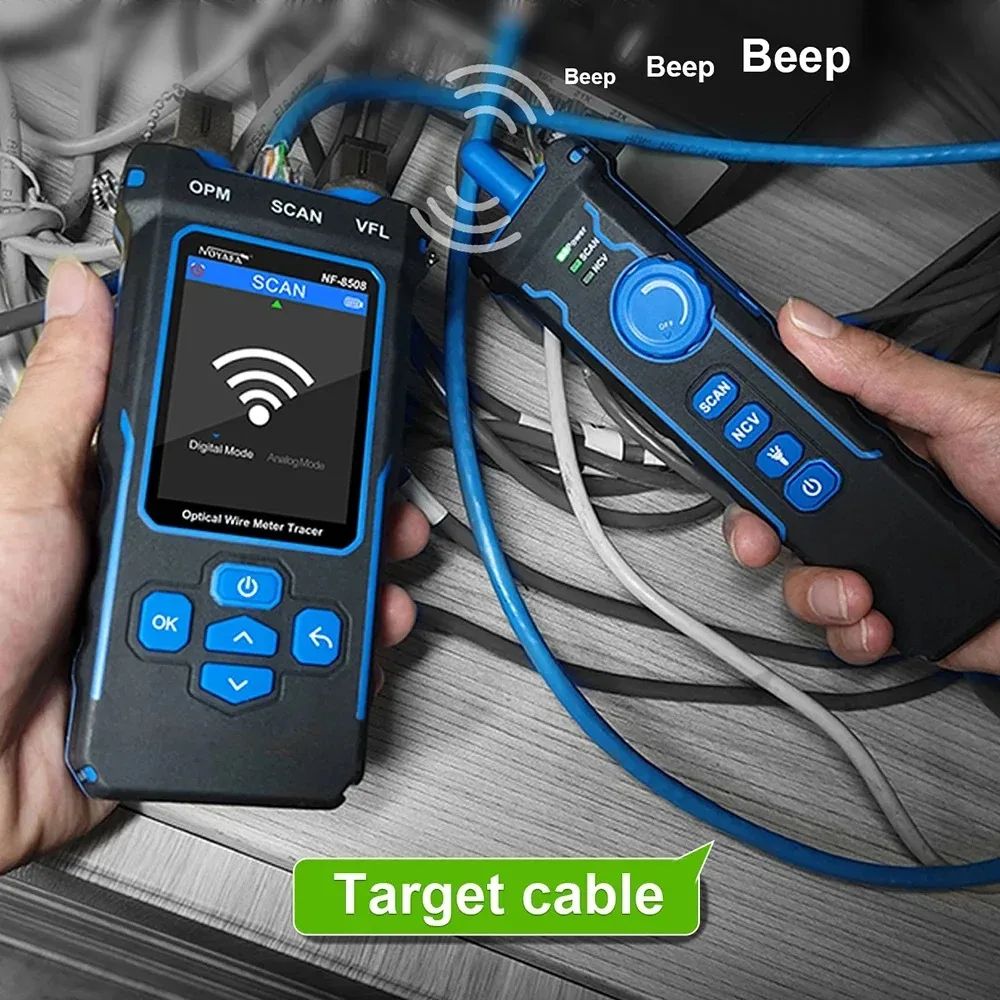 Noyafa NF-8508 Network Cable Tester Ethernet Cable Tracker OPM VFL PoE Checker Measure Length Wiremap Tester Network Tools