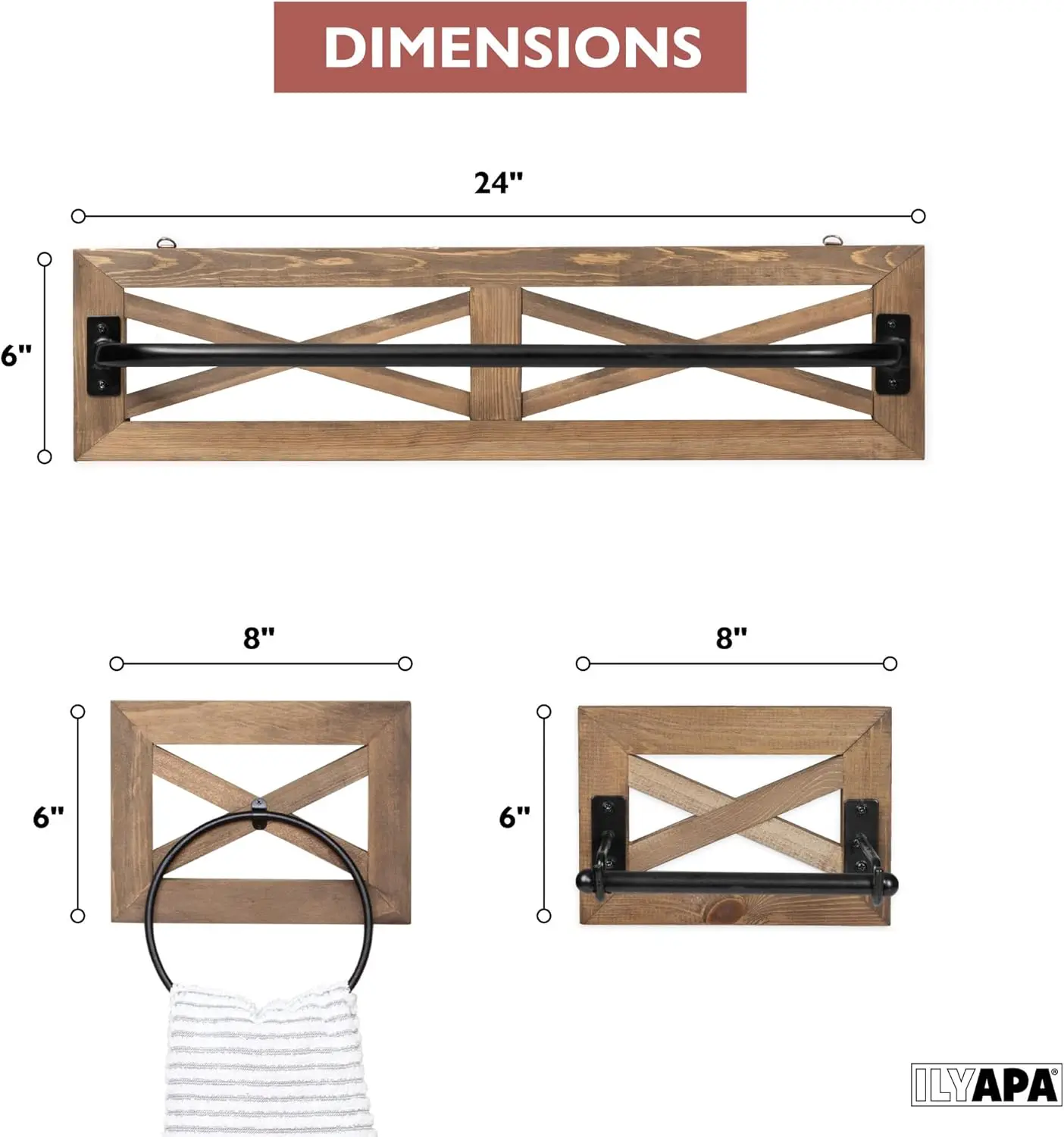 Rustic Towel Bar & Paper Holder Set, Barnwood & Black Metal. Wall-Mounted, Farmhouse Decor.