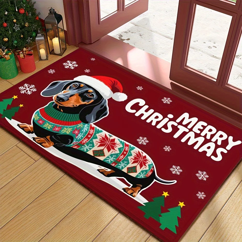 Christmas Dachshund Welcome Mat 4