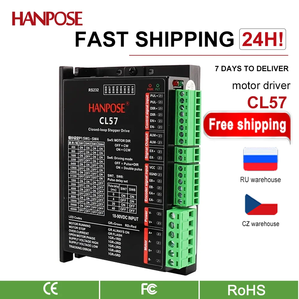 CL57 컨트롤러 드라이버 18-90VDC 스테퍼 서보 드라이버 (NEMA17 23 CNC 하이브리드 서보 모터용)