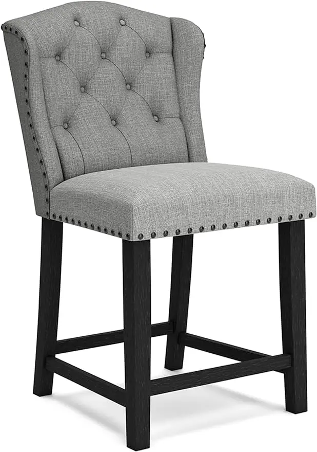 

Signature Design by Ashley Jeanette Modern 24.25" Counter Height Upholstered Barstool, 2 Count, Dark Gray