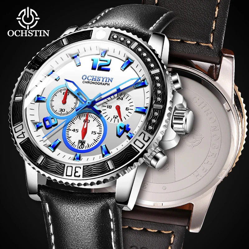 OCHSTIN Men's Watch Multifunction Quartz Movement Business Light Luxury 2024 Promotional Pilot Series Men's Quartz Watch best price official linsn ex902d multifunction card light sensor card power switch control audio output led screen accessories