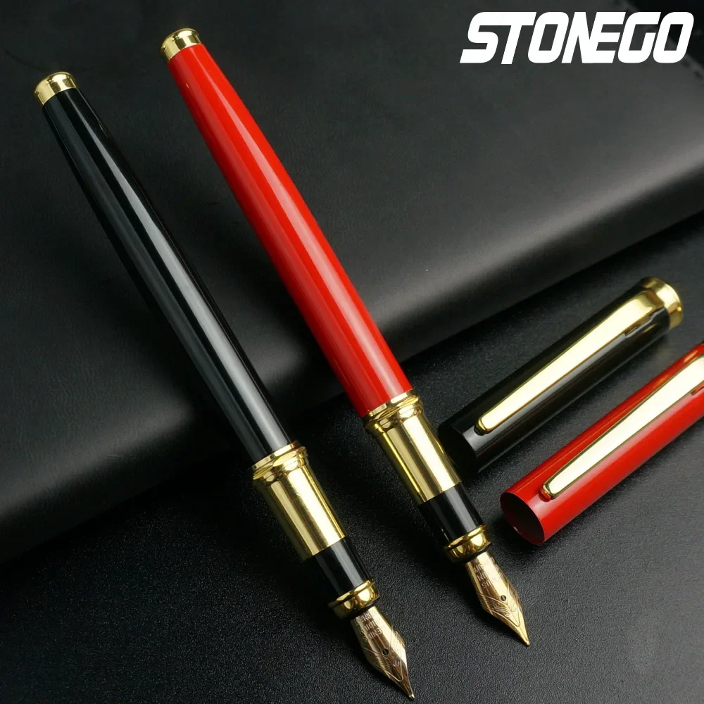 STONEGO Füllfederhalter mit 0,38 mm ultrafeiner Spitze, schwarzer metallischer Kalligraphie-Geschenkstift mit Tintennachfüllkonverter, Executive-Stift – Detail 9