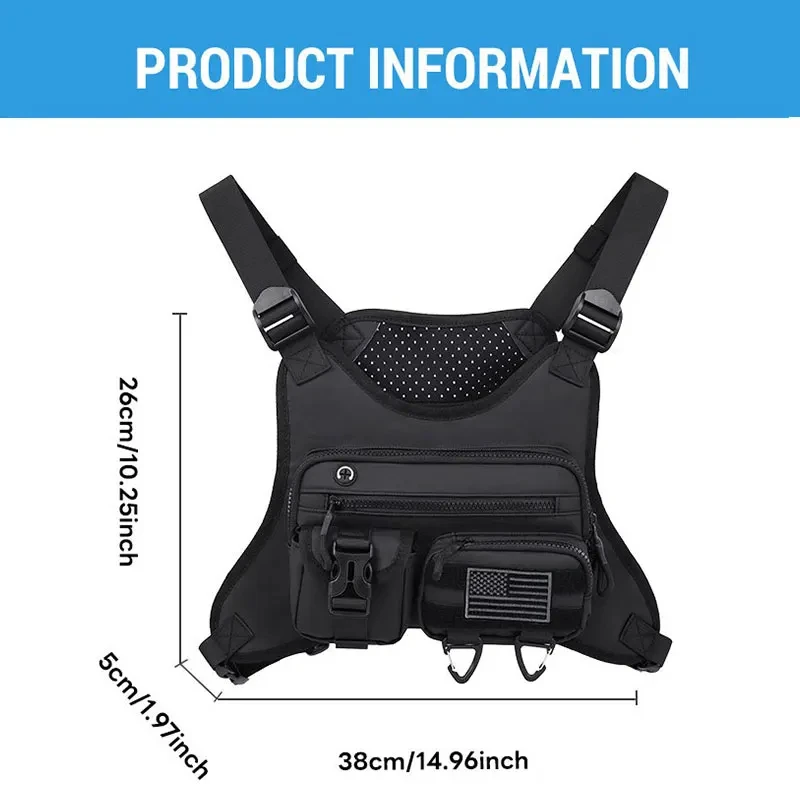 Tactical Outdoor Sports Vest Gun Holster Chest Pack Mens Chest Bag