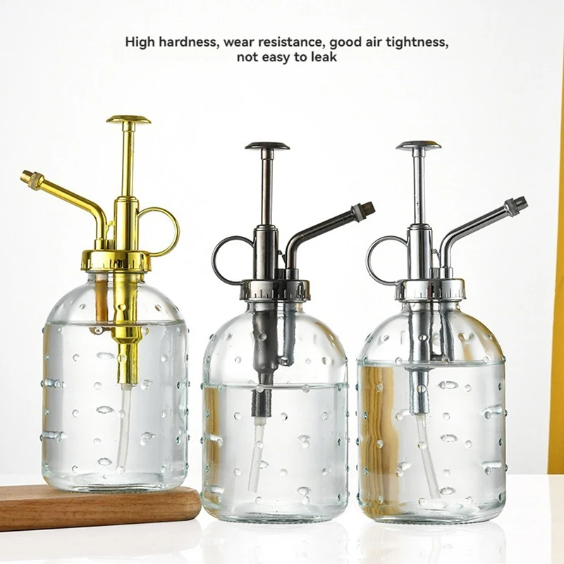 350ml Plant Flower Glass Garden Watering Spray Bottle Push-type Watering Can Retro High Atomization Nozzle Bottle 3