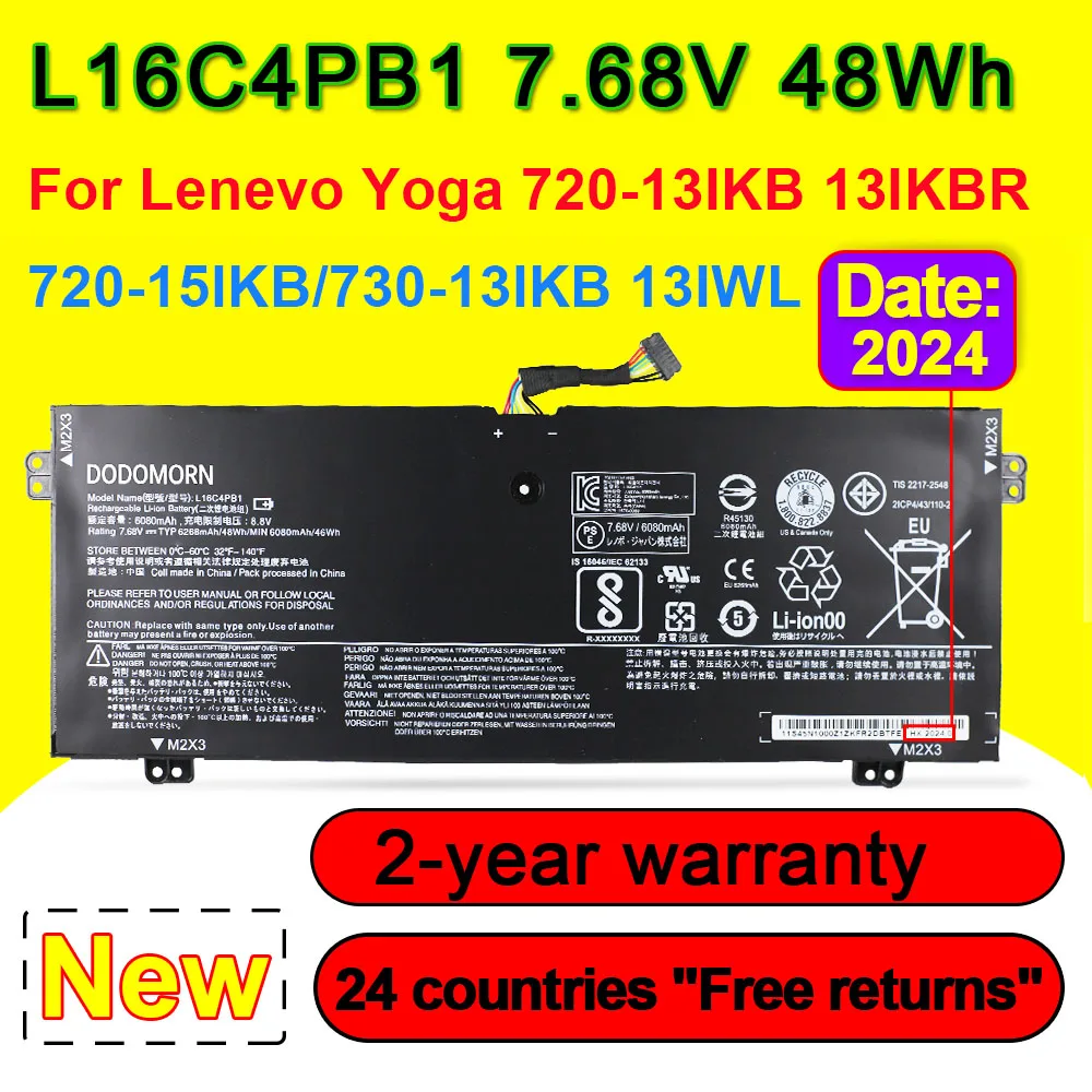 

L16C4PB1 Battery For Lenovo Yoga 720-13IKB 720-13IKBR 730-13IKB 13IWL Laptop Batteries L16L4PB1 L16M4PB1 5B10M52740 7.68V 48Wh