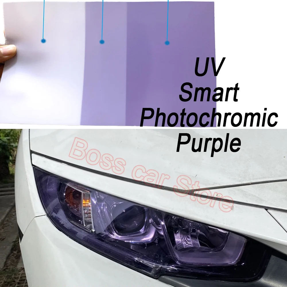 

Self Healing TPU White to Black Purple Car Lamp Protective Film TPU Intelligent Light Color Changing Headlight Cars Styling