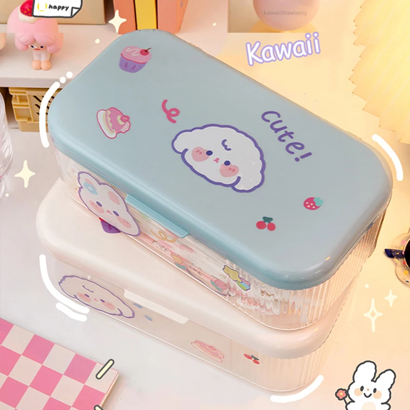 Ins Cute Storage Box Folding Portable Student Dormitory Stationery Books  Snack Organizer Bedroom Home Desktop Storage