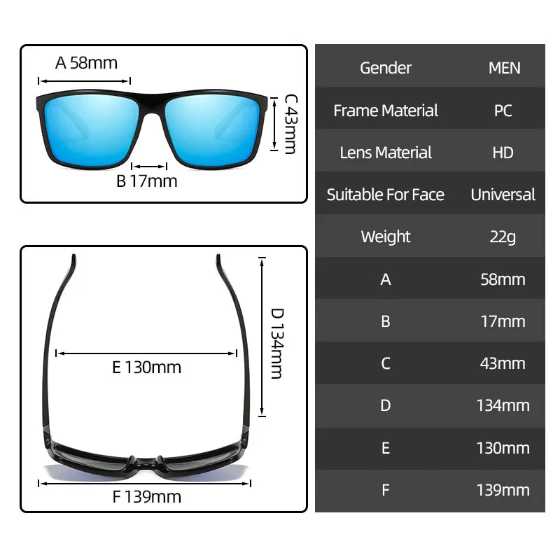 1Pcs Mann Radfahren Gläser Quadrat Sonnenbrille Polarisierte Mann Radfahren Fahren Quadratischen Rahmen Mode Sonnenbrille UV400 Sport Sonnenbrille – Detail 3