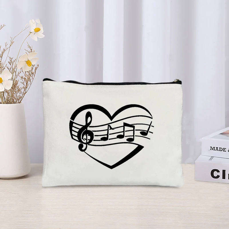 

Косметичка Music Note, женская сумка для путешествий, органайзер для духов и помады, холщовый чехол, милая косметика, аксессуары для модных аксессуаров