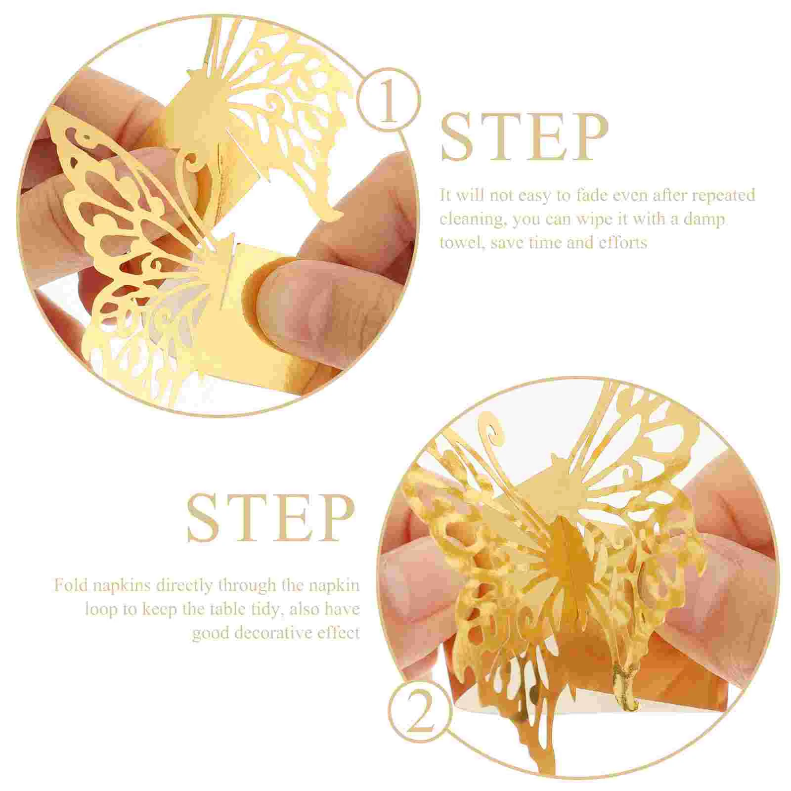 50 Pcs Napkin Rings Butterfly Reusable Dining Serviette Ring Hollow Party Napkin Holder Table Decoration Accessories