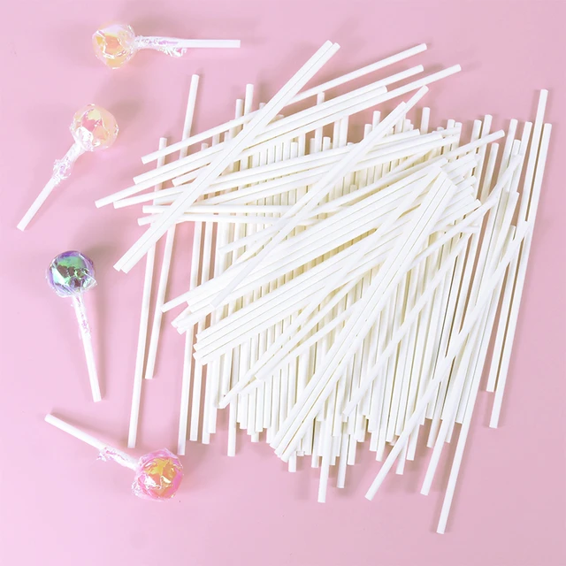 100Pcs White Paper Solid Core Lollipop Sticks for Chocolate Candy Sticks  Cake Pop Sticks DIY Baking Accessories - AliExpress