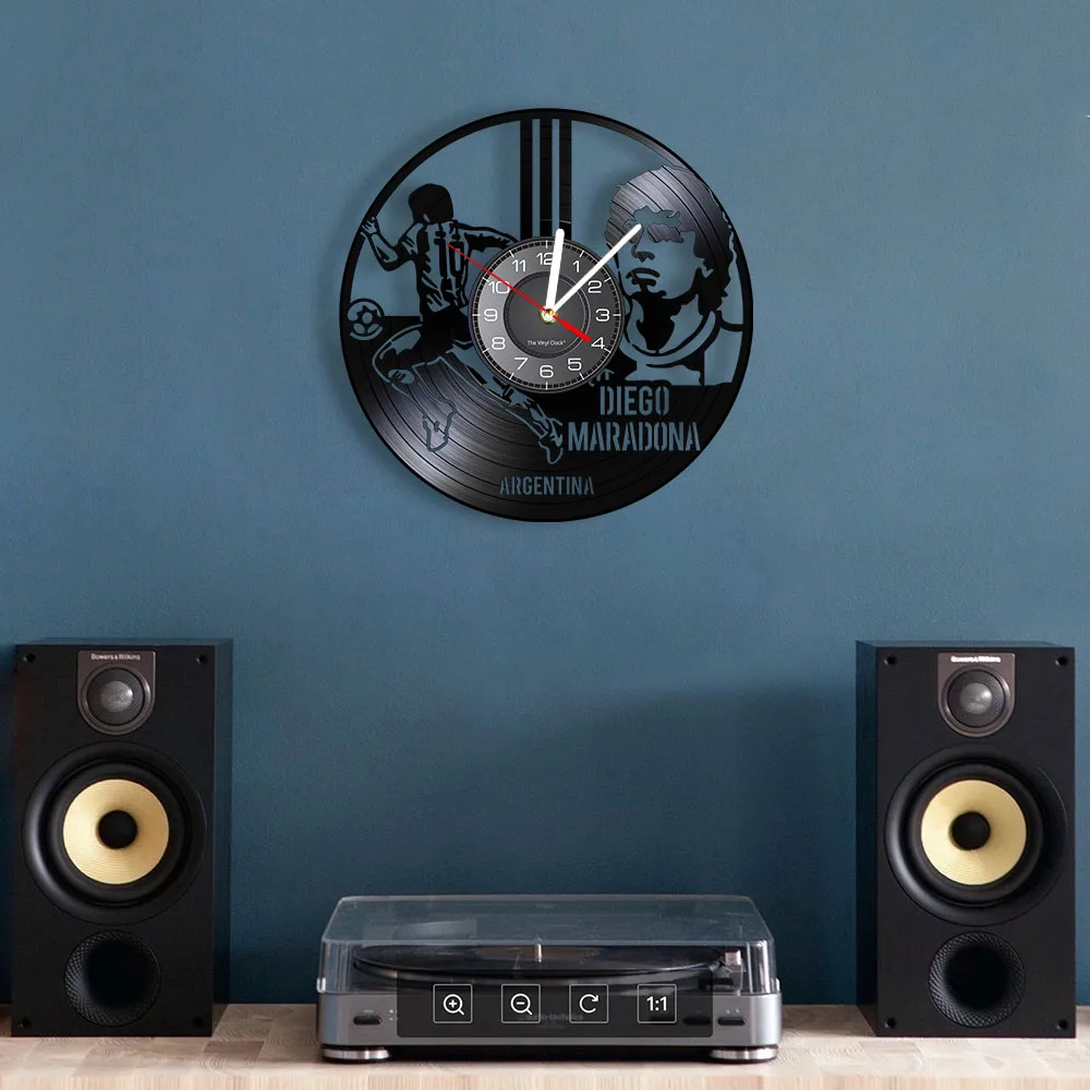 Argentinean Soccer Legend Diego Maradona Wall Clock Made Of Real Vinyl Record Football Star Home Decor Retro Music Album Clock 4