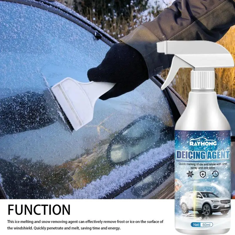 Auto Windshield Deicing Spray Snow Melting Spray Windshield De-Icer Fast Ice Melting 60ml Defrosting Anti Frost Car