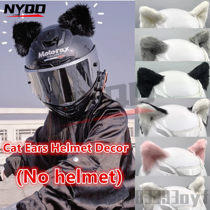 1 Pair Creative Cute Motorcycle Helmet 3D Plush Cat Ears