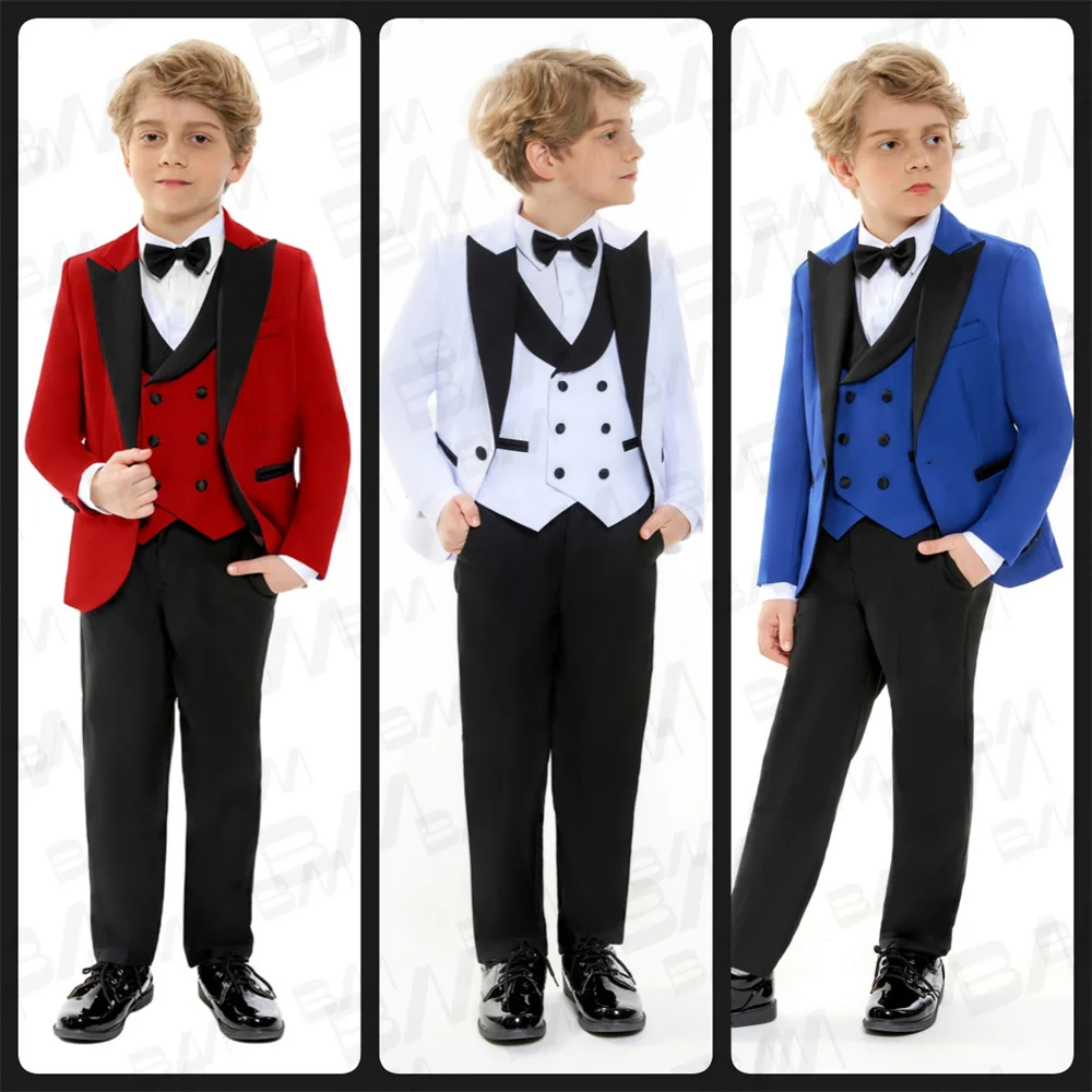 Boys Suit 4 Piece Suit - Stylish Tuxedo Jacket, Pants and Vest for Party Celebration Formal Event Handmade Customized Suit Suit