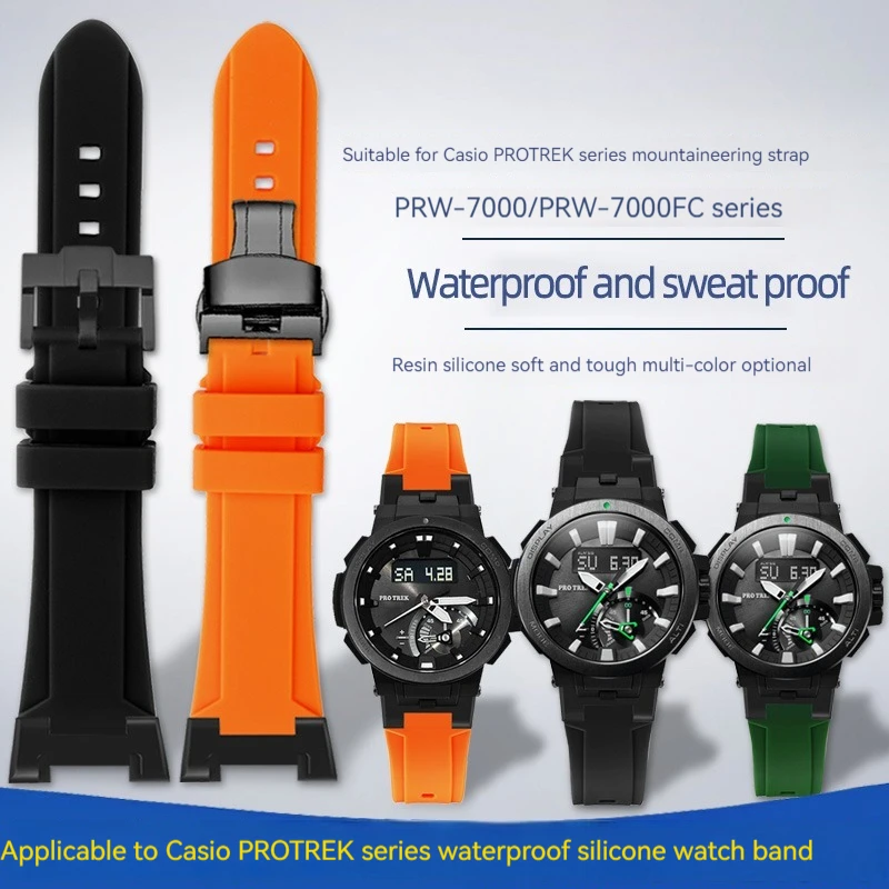 

New Modified Silicone Watchband For Casio PROTREK Series PRW7000 PRW-7000FC PRW-7000 Rubber strap Men's watch accessories