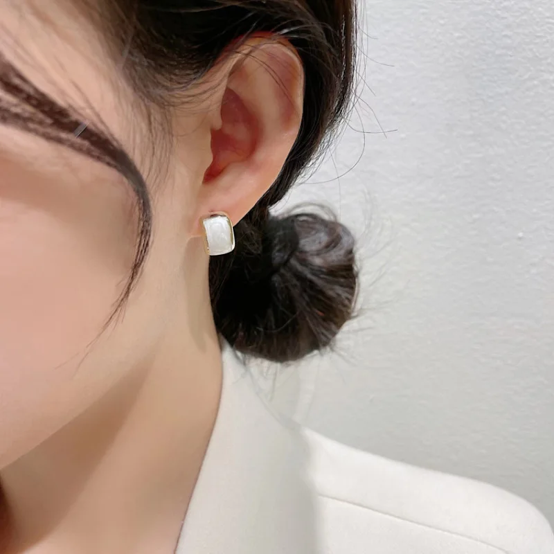 Geometric Arc Earrings No Hole Ear Clips Oil Dripping Fashion Clip Earring Without Piercing Minimalist Earrings Jewelry CE0225 ear clip earrings clip earrings ear clip