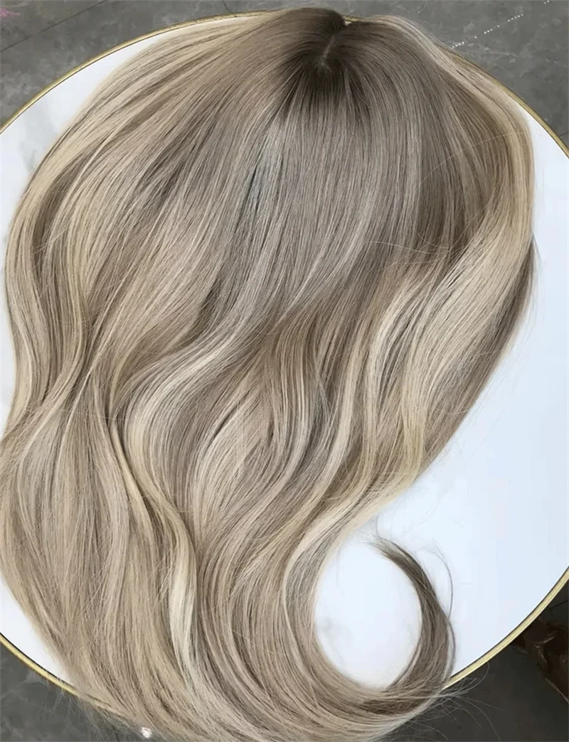Straight Wig Synthetic 5% Human Hair Mixed Lace Frontal Wig Natural Women Short Bob Lace Side Part Glueless Pre plucked
