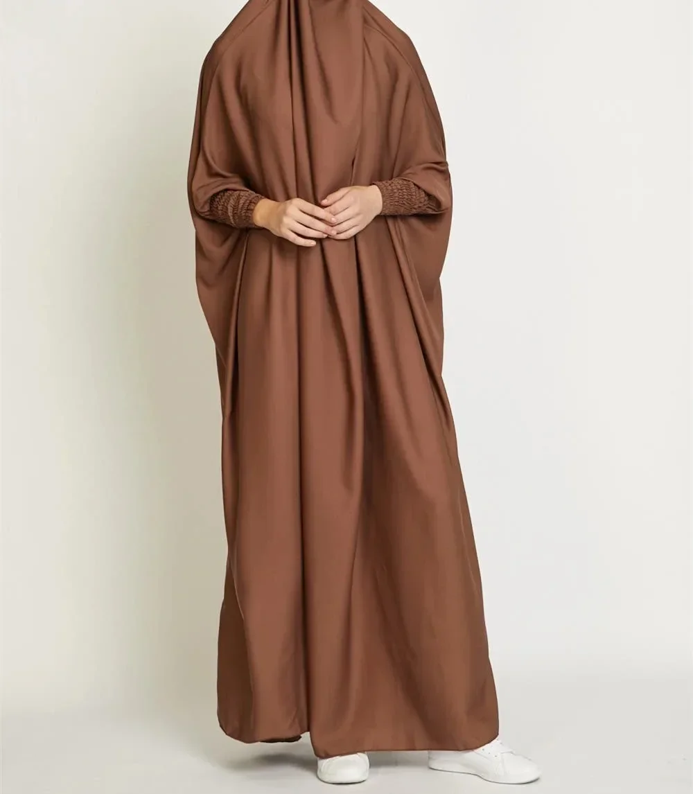 Ramadan Hooded Abaya Satin Muslim Women One Piece Jilbab Prayer Garment Hijab Dress Abayas Dubai Long Khimar Robe Islam Niqab
