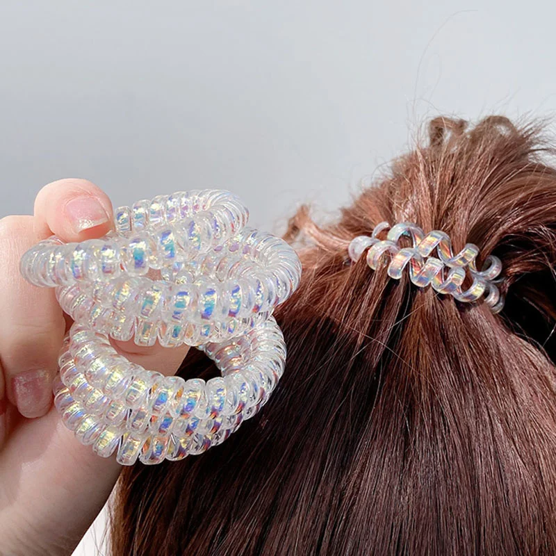 Spiral Telephone Cord Hair Ties - Shiny & Elastic