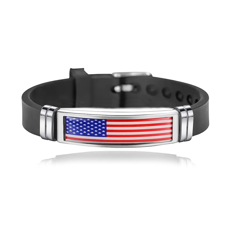 Spain America France Argentina Germany Canada Flag Bracelet Arab Sport Silicone Stainless Steel Bracelets for Men Women jewelry stainless steel bracelet silicone bracelet