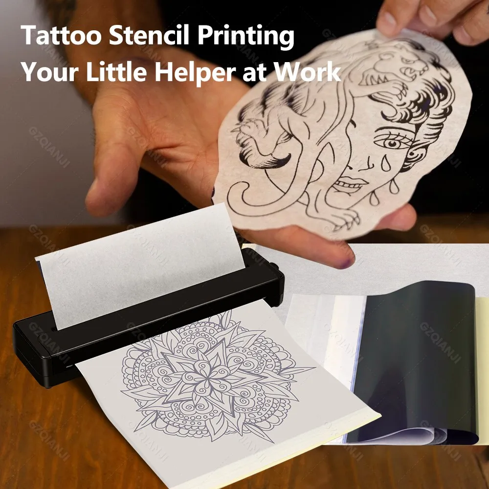 Bluetooth A4 Portable Printer with 50pcs Thermal Paper, Lightweight And Compact Thermal Printer For Travel, Home, Office Use