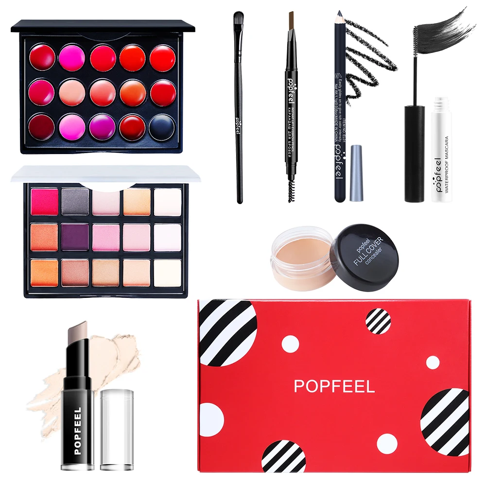 Makeup Set Eye Makeup Set Lip Makeup Set Lip Glosses Makeup Kit Makeup Gift Box Makeup Gift Set for Girl Eyeshadow Palette Liquid Foundation Lip Gloss Etc Makeup Set for Women & Makeup Beginners Travel SET