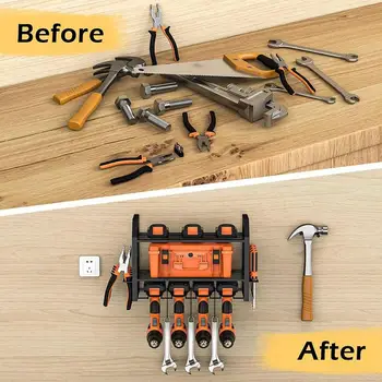 Tool Rack Electric Drill Holder Wall Mount Organizer Wrench Tool Workshop Screwdriver Power Storage Shelf Accessories 5