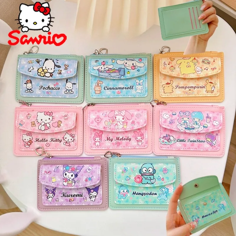 

Kawaii Sanrio, Hello Kitty Kuromi, кошелек для монет, мультяшный милый многофункциональный держатель для карт, кошелек для монет, детский Портативный кошелек, подарки