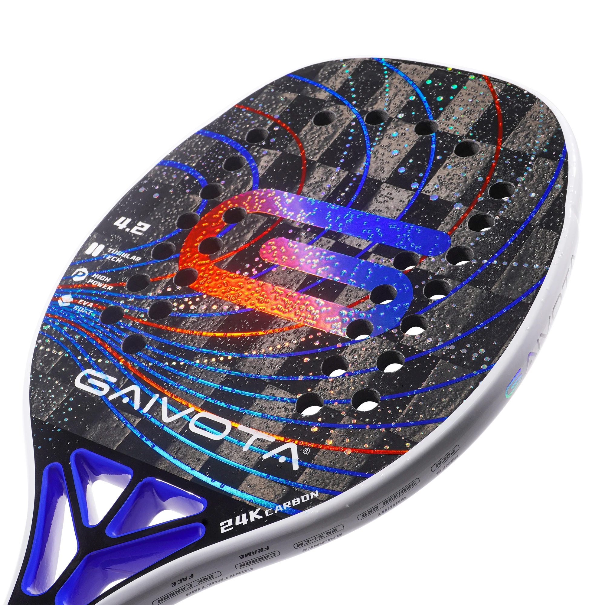 Tennis Racket GAIVOTA balanced and comfortable beach tennis racket carbon 24K professional racket gradient color+backpack