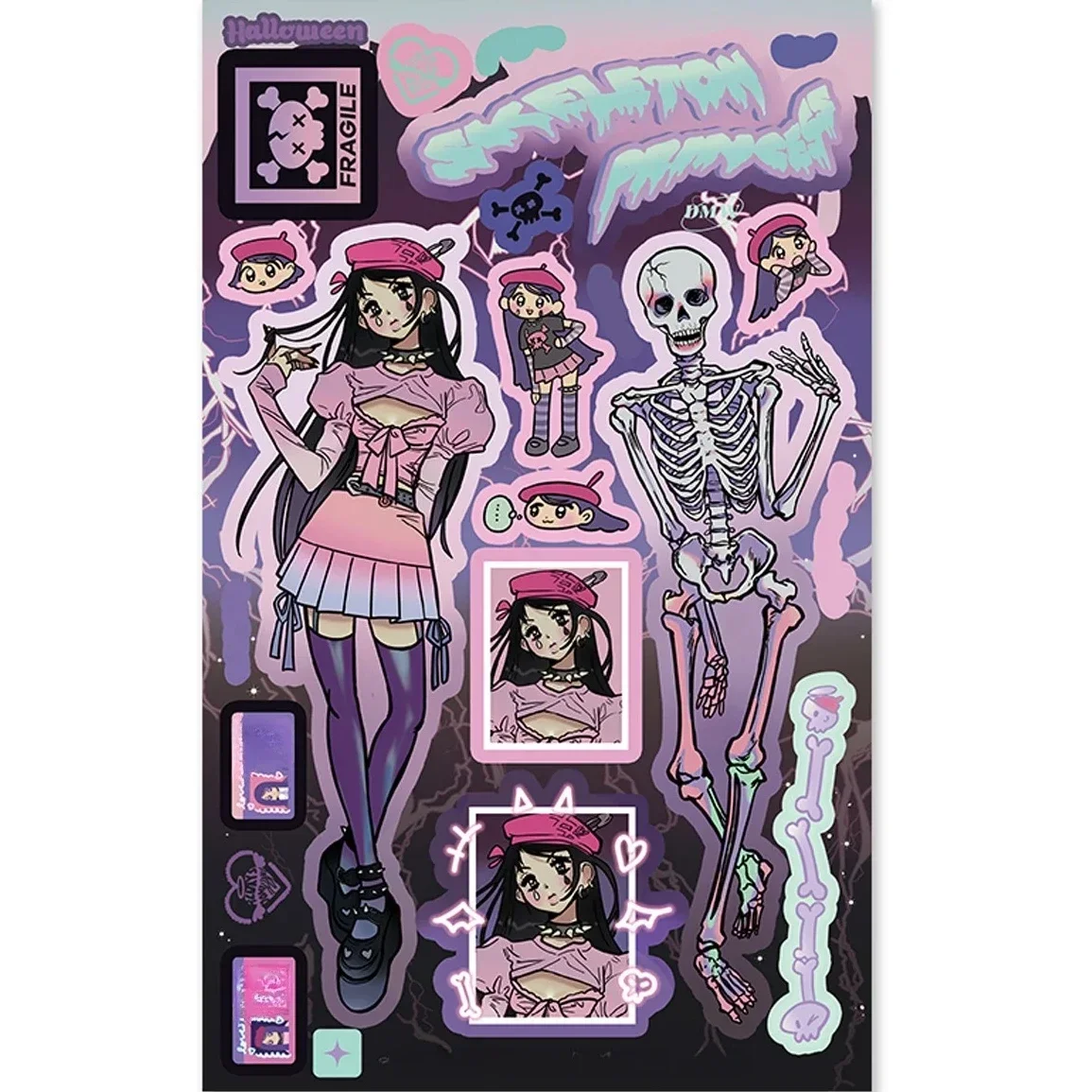 한국 스타일 캐릭터 포켓 스티커, 성인용 휴대폰 케이스 장식