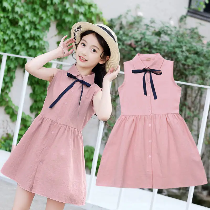 

Summer Girl Dress 2023 Baby Girls Sleeveless Princess Dresses Summer Kids Solid Color Splicing Vestidos Girls Dresses for School