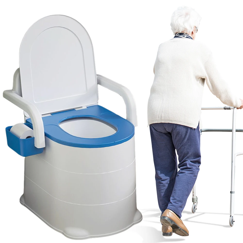 Bedside Commode Portable Squat Toilet Heavy Duty Bedside Toilet Non Slip Portable Commode Toilet with Armrest for Seniors 2