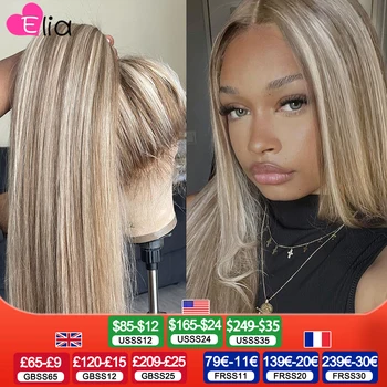 13x4 13x6 Brown Roots Highlight Wigs for Women Transparent Lace Front Wig Human Hair Preplucked Highlight 613 Lace Frontal Wig 1