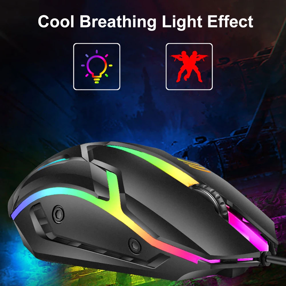 KEBIDUMEI RGB 백라이트 마우스 USB 유선 마우스 게임용 마우스 사무실 마우스 안드로이드 윈도우 PC 데스크탑 노트북용 광학 유선 마우스