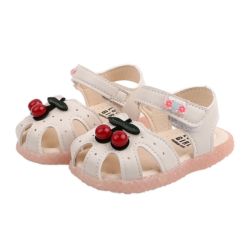 

Summer Baby Sandals for Girls Cherry Closed Toe Toddler Infant Kids Princess Walkers Baby Little Girls Shoes Sandals Size 15-30