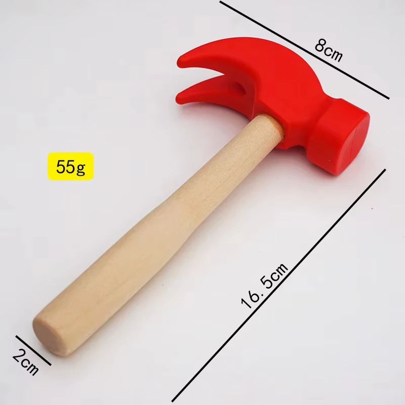 Children's simulation hammer wooden handle solid hammer toy beat repair tool mini wooden hammer solid PP plastic super strong 4