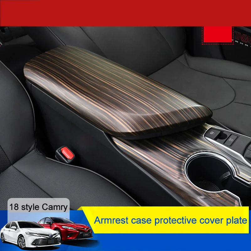 

QHCP Console Armrest Box Panel Decor Cover For Toyota Camry 18-21 Arm Rest Case Lid Protective Sticker Car Interior Accessories