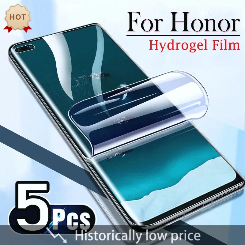 

5PCS For Honor 70 90 80 60 50 Pro Plus Full Cover Hydrogel Film Screen Protectors For Honor X9A X8A X7A X9 X8 Magic 5 Lite 4 Pro