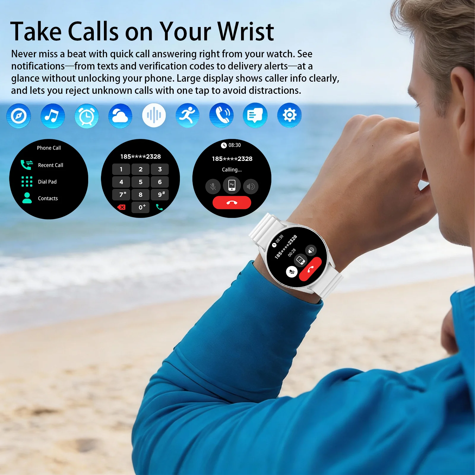 Smartwatch impermeabile 2026, GPS integrato, dispositivo per il monitoraggio dell'ossigeno nel sangue/la frequenza cardiaca, orologio sportivo per uomo e donna - immagine 4