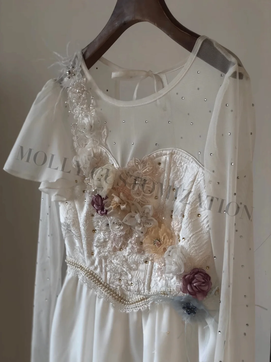 Neuer Maßgefertigter Reinweißer Magischer Talisman Amor Ballett-Wettbewerbs-Auftritts-Chiffonrock für Erwachsene und Kinder – Detail 3