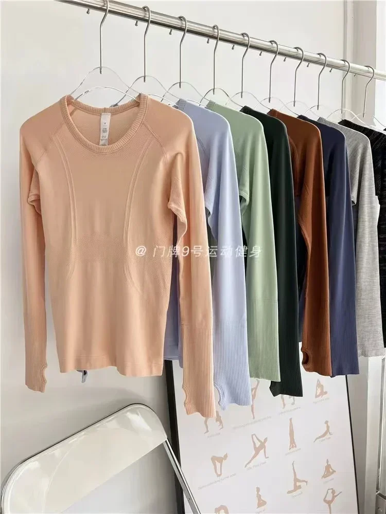 Lemon Women Swiftly Tech Seamless Slim Fit Yoga T-Shirts Fitness Running Long Sleeve Sports Crop Top Gym Blouses Sportswear