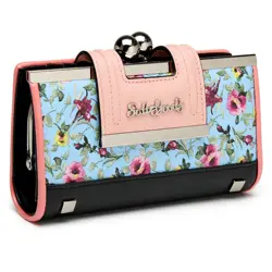 Women's Large Capacity Leather Wallet with 10 Card Slots and Clips (SY5025 - LIGHT - BLUE)