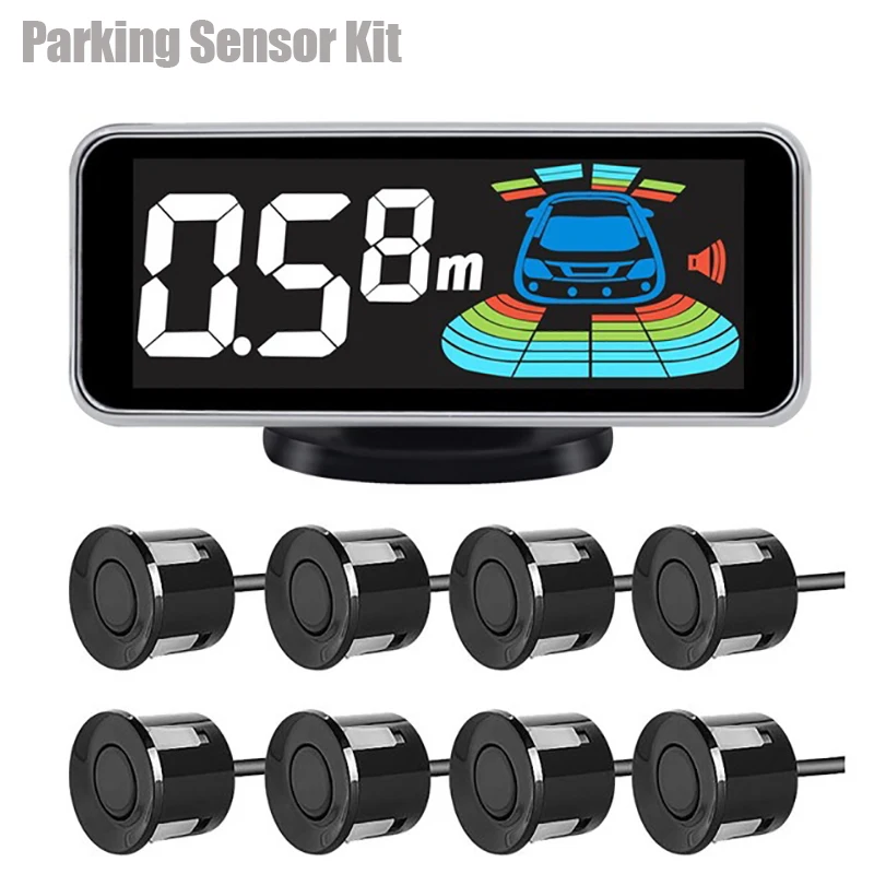 Multiple Radar Parking Sensor Kit Backlight Parktronic LED Display System Backup Monitor Detector Assistant 4/6/8 Sensor Alarm