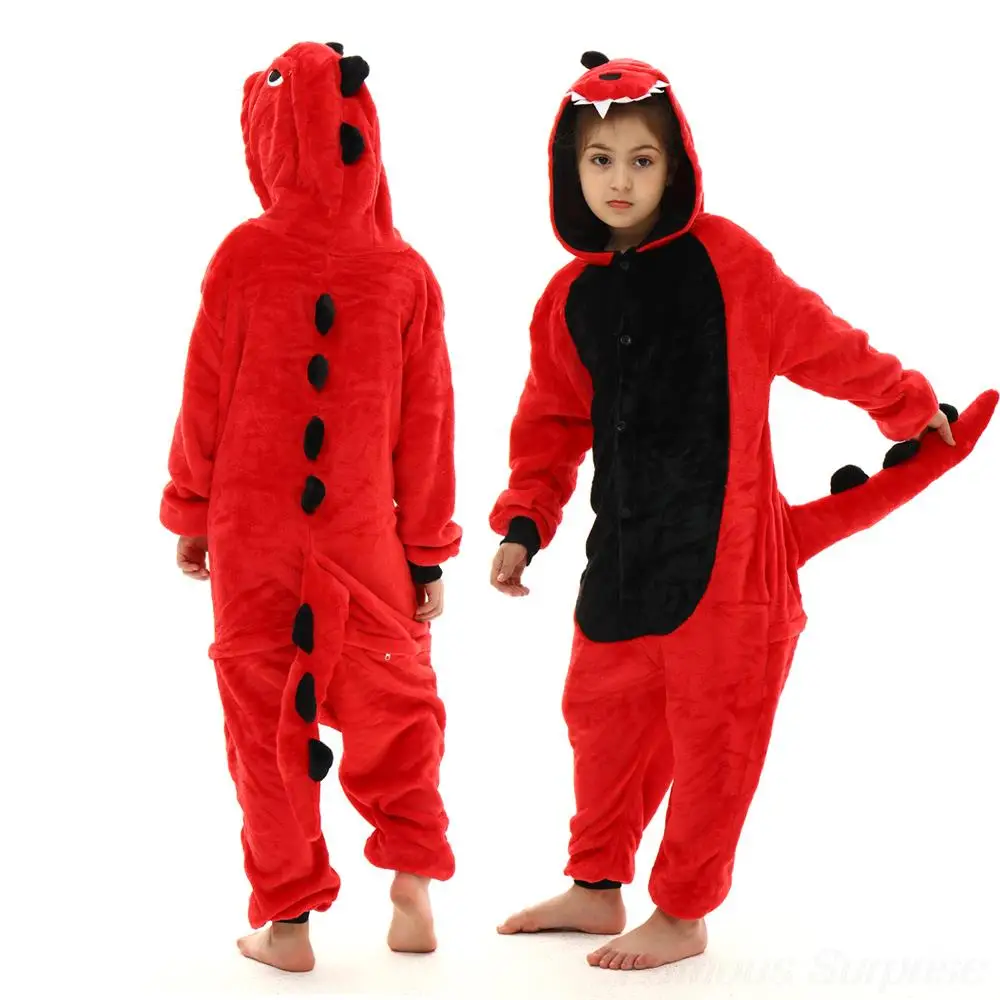 Dinosaur Unicorn Onesie Pajamas Baby Kids Winter Flannel