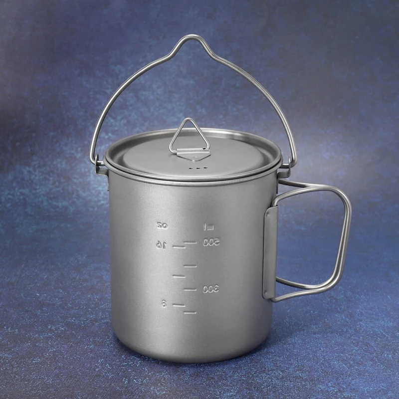 Outdoor Titanium Pot Cup Mug Pots Tableware Camping Cup Picnic Water Mug Of Coffee Tea With Lid Pot 750Ml